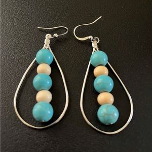 Genuine Turquoise Earrings w/natural color beads